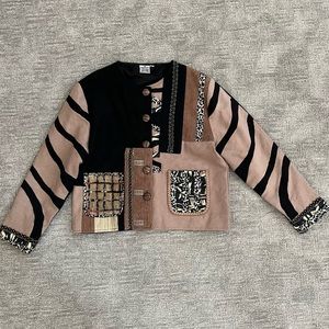 Parsley & Sage Animal Print and Patchwork Jacket Size Medium